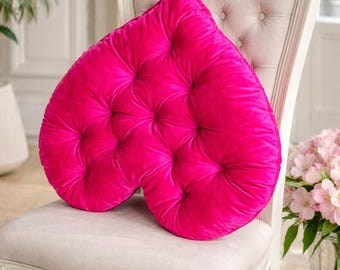Heart Velvet Pillow in Lavender | Tufted Decorative Cushion | Bedroom Sofa Decor