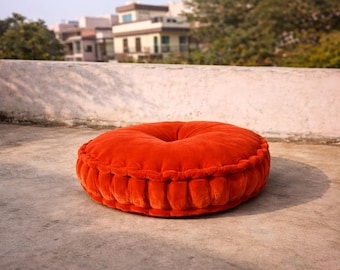 Handmade Tufted Floor Cushion | Meditation Pouf, Boho Seating Pillow