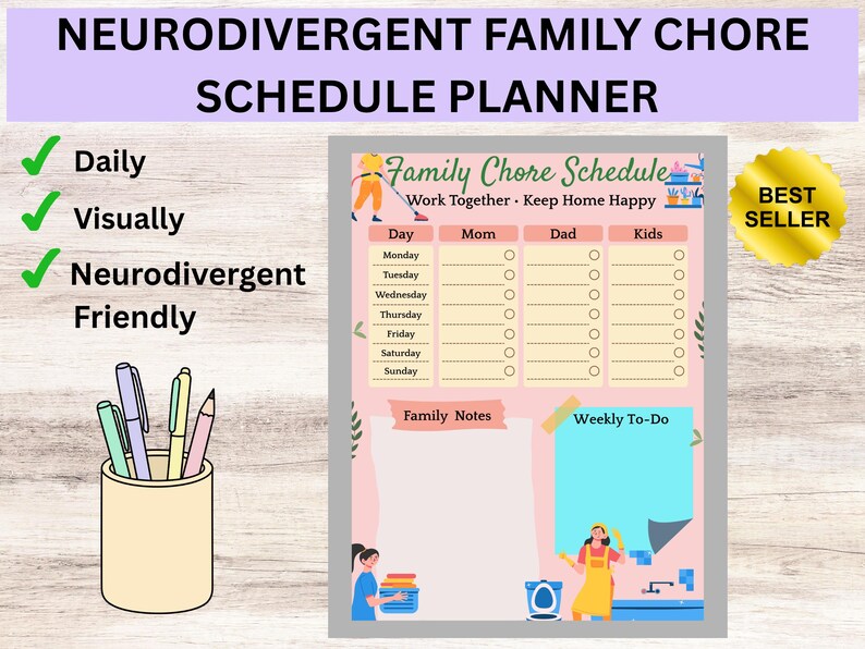 Family Routine Cards Neurodivergent Family Chore Schedule Planner | ADHD Visual Routine PDF ...