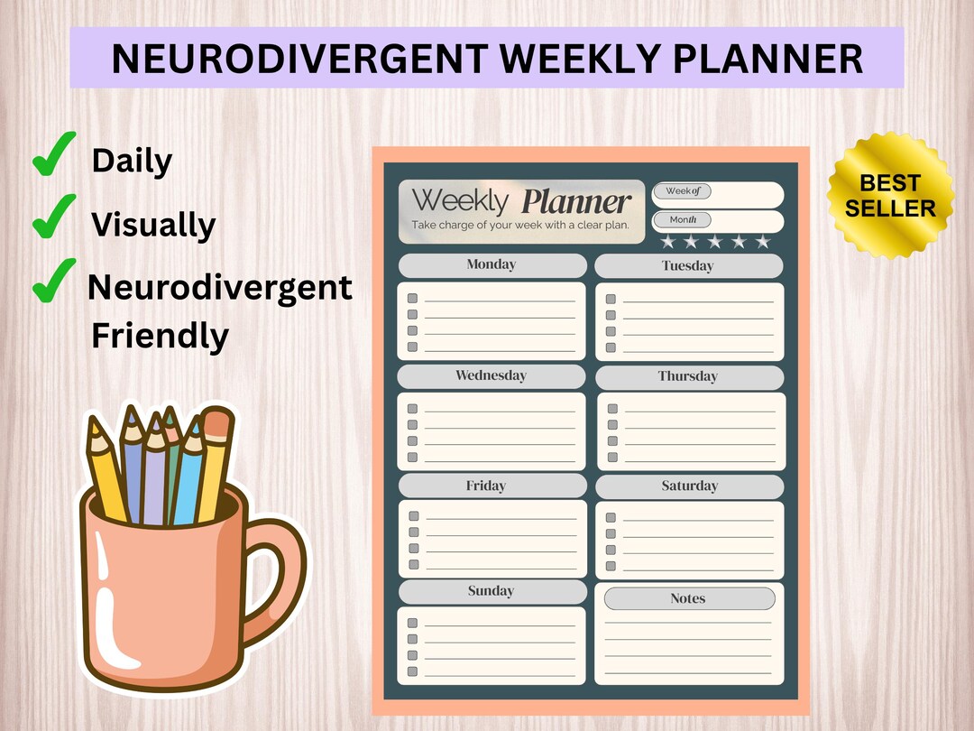 ADHD Autism Weekly Planner | Neurodivergent Mind | Focus Support ...