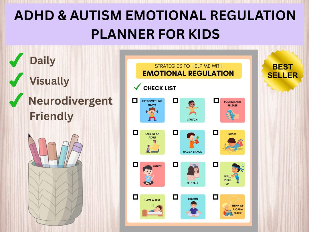 ADHD Autism Emotional Regulation Planner | Kids Calm Down Strategies ...
