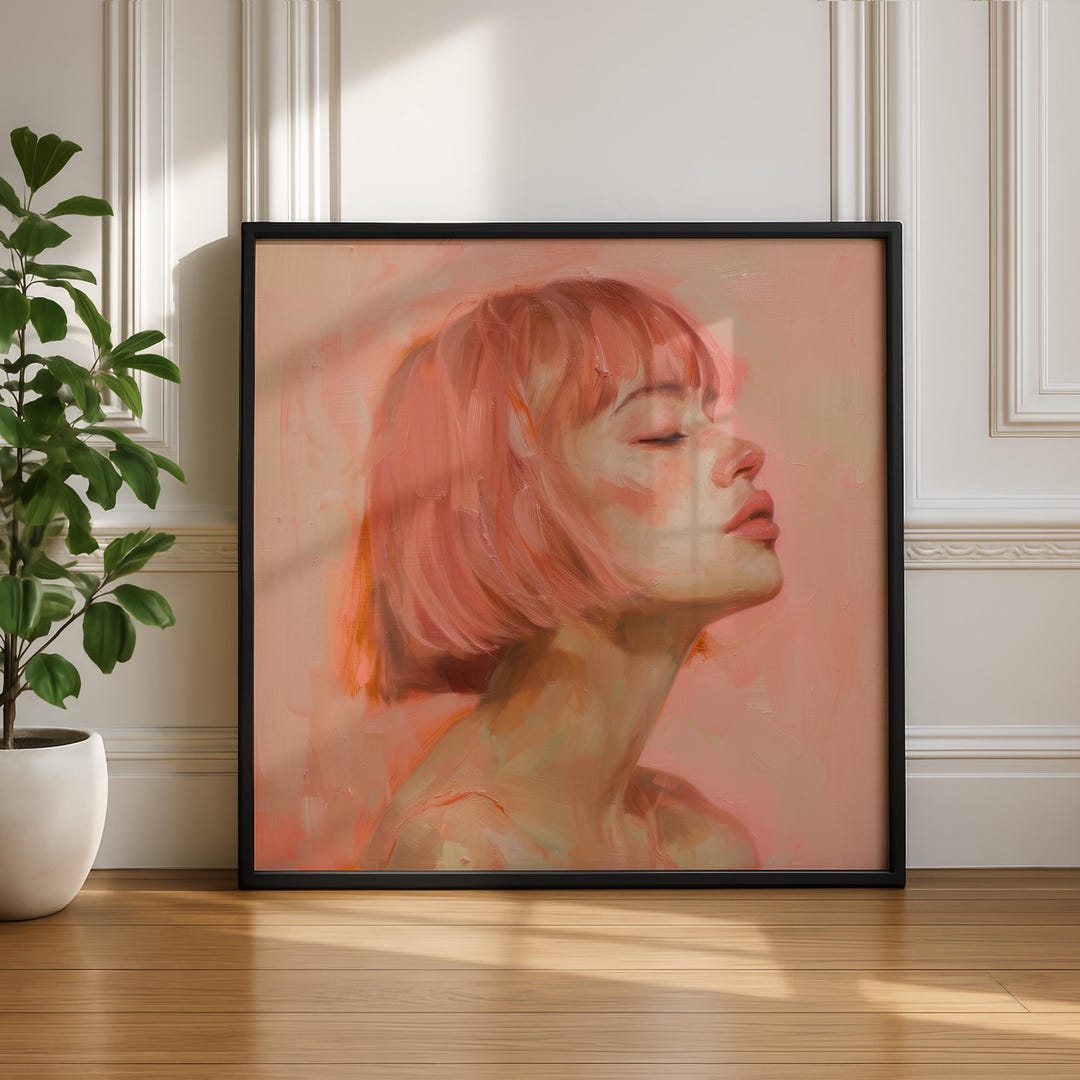 Minimalist Portrait Wall Art Soft Feminine Face Print Neutral Aesthetic ...