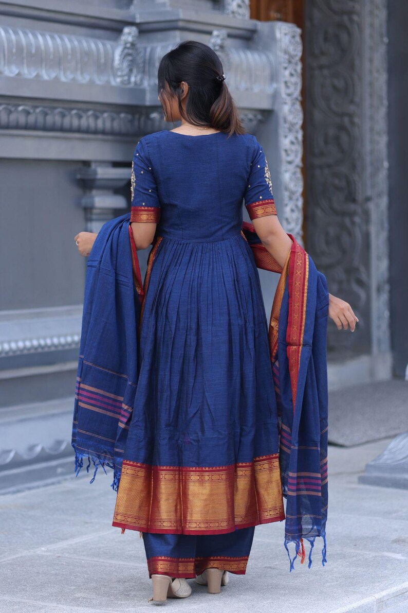 Basude Handloom Blue Suit Set – Authentic Handloom Indian Wear - Etsy