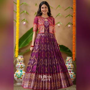 Malvika Ikkat Pochampally Pattu Dress with Jacket for Festive Days, Functions, Cultural Events