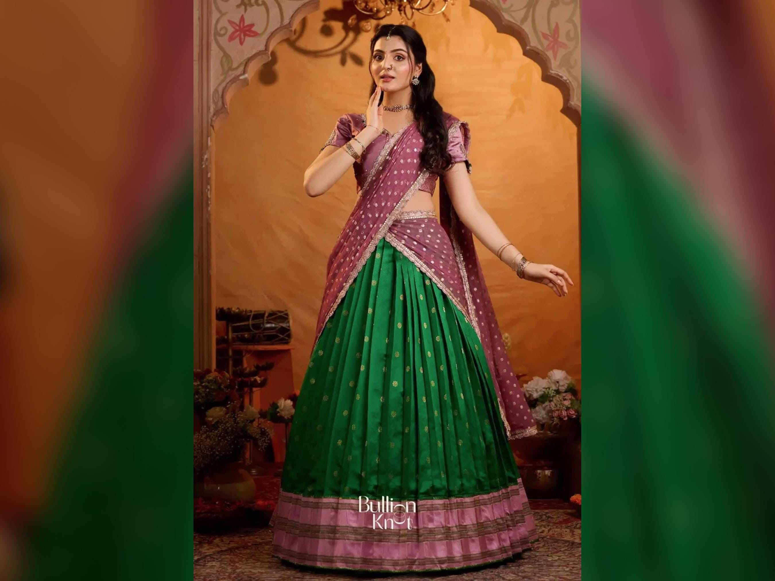 Indulekha Soft Silk Green Lehenga Set for Navratri lengha,Glamorous Sangeet Lehngas