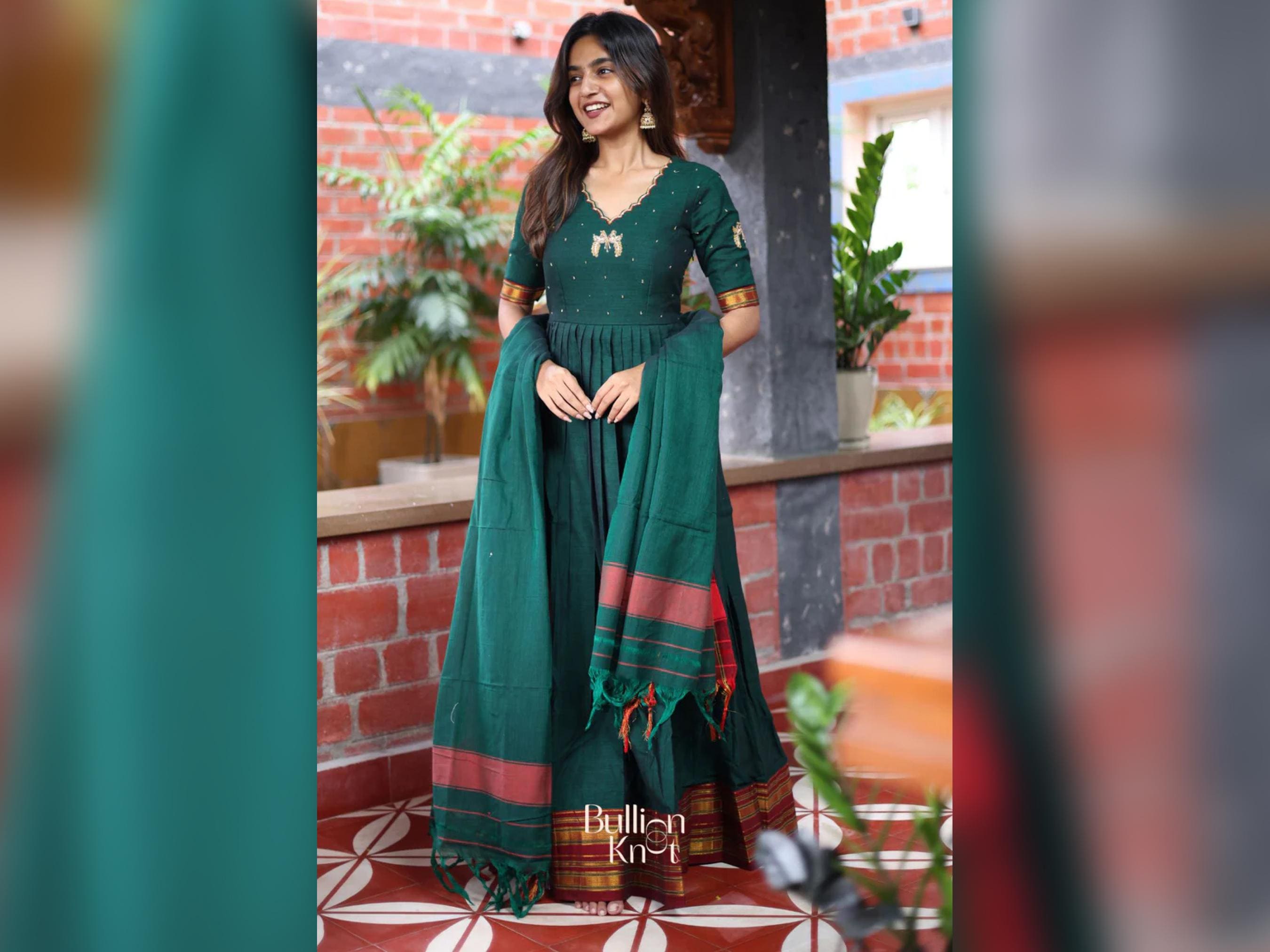 peacock green anarkali dress Peacock Green Anarkali Suit With Sequins Work LSTV08970