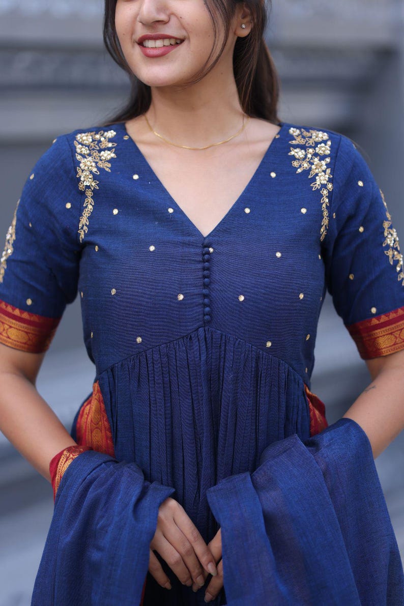 Basude Handloom Blue Suit Set – Authentic Handloom Indian Wear - Etsy