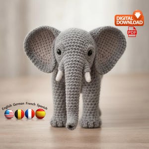 Virkmönster för amigurumi till elefant – naturtroget djurplysch (PDF-nedladdning)