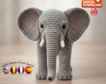 Realistic Elephant Amigurumi Crochet Pattern – Lifelike Animal Plush (PDF Download)
