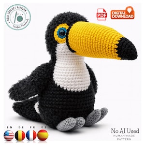 Realistic Toucan Crochet Pattern: Amigurumi Tropical Bird PDF Tutorial (Digital Download)