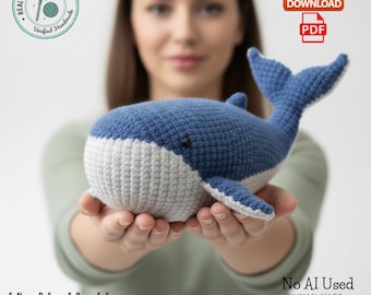 Patrón de crochet de ballena amigurumi / Peluche realista (Descarga PDF)