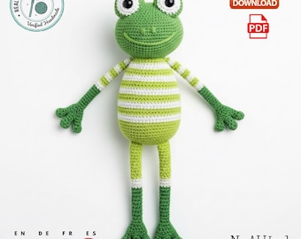 Amigurumi Frog Crochet Pattern PDF, Stuffed Toy Tutorial (Digital Download)