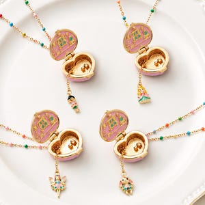 1-Pc Enamel Locket Necklace | Fairy Tale Charm Pendant | Princess Jewelry Necklace | Colorful Beaded Chain | Cute Gift for Her[HSNK253315O] image 1
