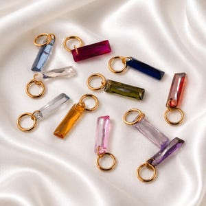 1-Pc Gold Baguette Crystal Charm | Rectangular Birthstone Gem Pendant | Jewelry & DIY Accessories[XCPK261916K]