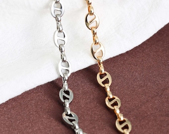 18K Gold Plated Mariner Link Chains,  Gold/Silver Anchor Chain Set, Dainty Jewelry Making Supplies for DIY Necklace Bracelet [L81]