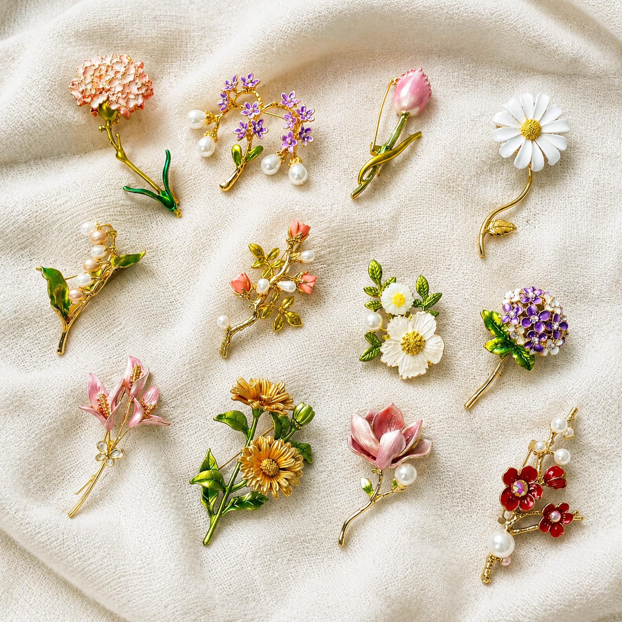 DYI花のブローチ 花のブローチ - Etsy 日本
