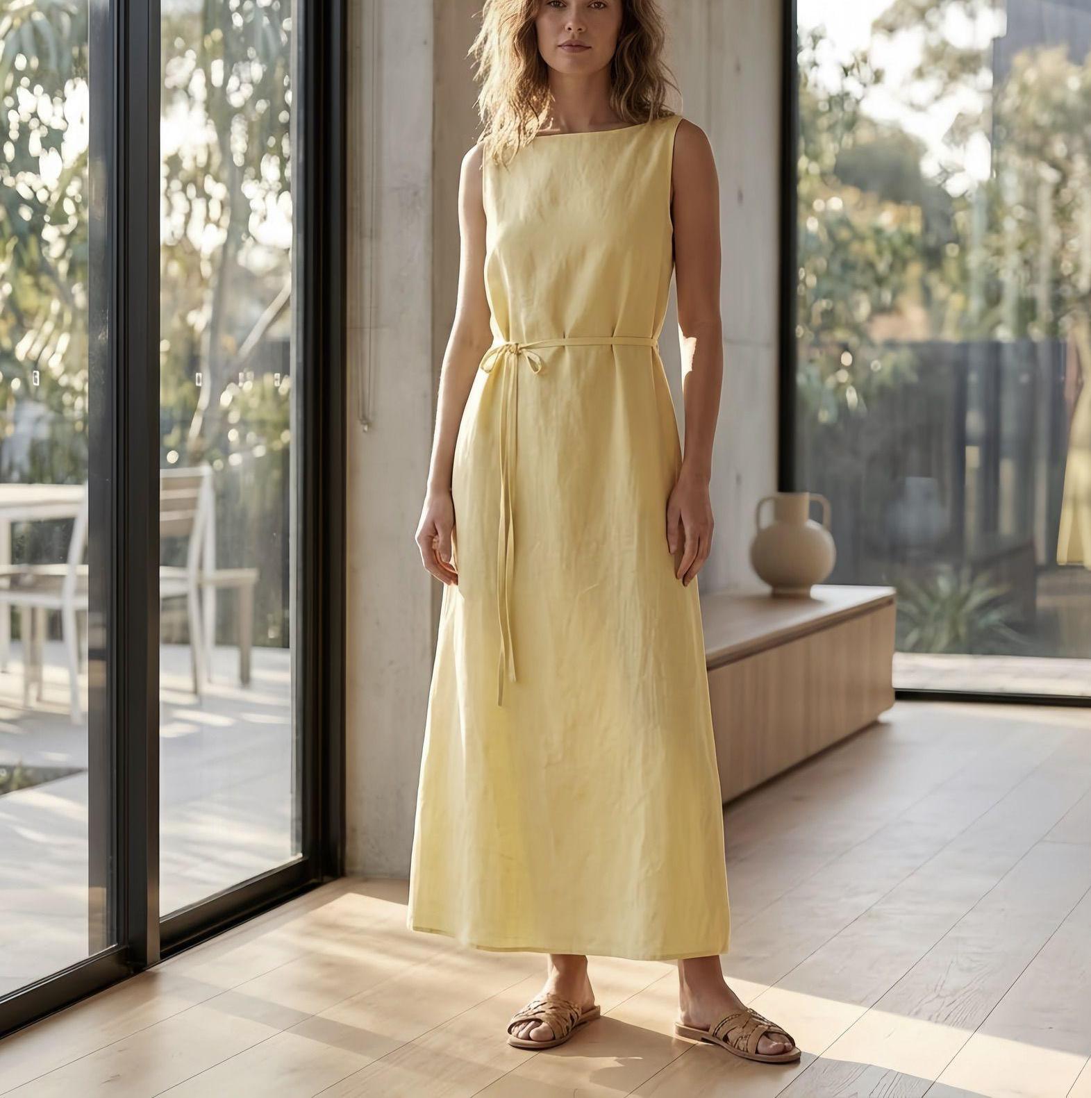 Women Yellow Linen Dress - Etsy