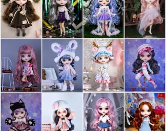 Handgemaakte Blythe-poppenkleding kimono Neo Blythe OB22, OB24 Pullip-poppen, 12-inch Blythe-stijlpop, cadeaus voor dochter, modieuze rok (jurkenset)