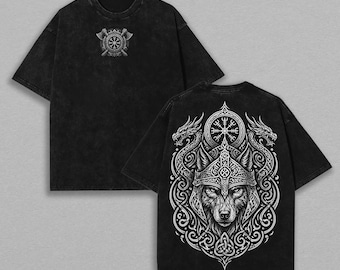 Viking Wolf T Shirt, Norse Mythology Rune Tee, Nordic Warrior Shirt, Fenrir Wolf Graphic, Pagan Symbol Streetwear, Unisex Gift