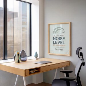 Please Keep Noise Level To A Minimum Thanks Scandinavian Nordic Office Sign Print, Quiet Workspace Decor, Minimalist Typography Art
