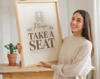 Please Take A Seat Sign Soft Pastel Print Waiting Room Decor Gentle Typography Art Office Lobby Wall Poster Reception Area Signage