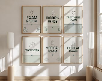 Exam Room Signs Set of 6, Scandinavian Nordic Medical Office Wall Art, Doctor's Office Treatment Room Consultation Typography Prints