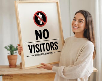 No Visitors Black White Classic Medical Office Sign Print, Clean Typography Wall Art Decor, Hospital Clinic Patient Room Poster Gift