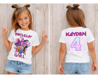Custom Huntrix Birthday Girl Shirt, Personalized Kpop Birthday Hunter Tee, Back to School, Gift for Huntrix fan,Birthday Demon Gift for Kid