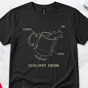 Developer Engine Coffee Blueprint Graphic Tee