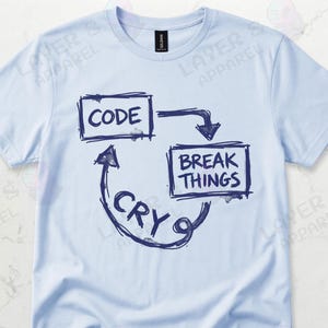 Software Developer Code Break Cry Flowchart Graphic Tee