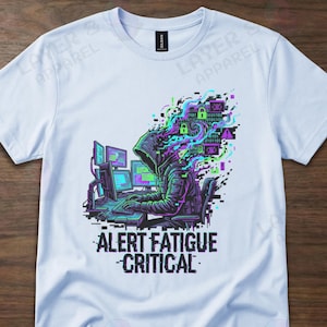 Cybersecurity SOC Analyst Alert Fatigue Glitch Art Graphic Tee