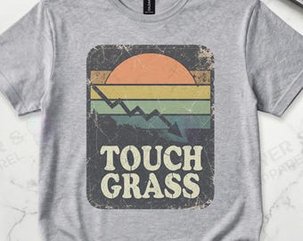 Touch Grass Retro Programmer Burnout Graphic Tee