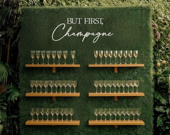 But first Champagne Sign for Champagne wall, Wedding bar wall signage, Large wooden cutout for bridal shower backdrop, Laser cut lettering