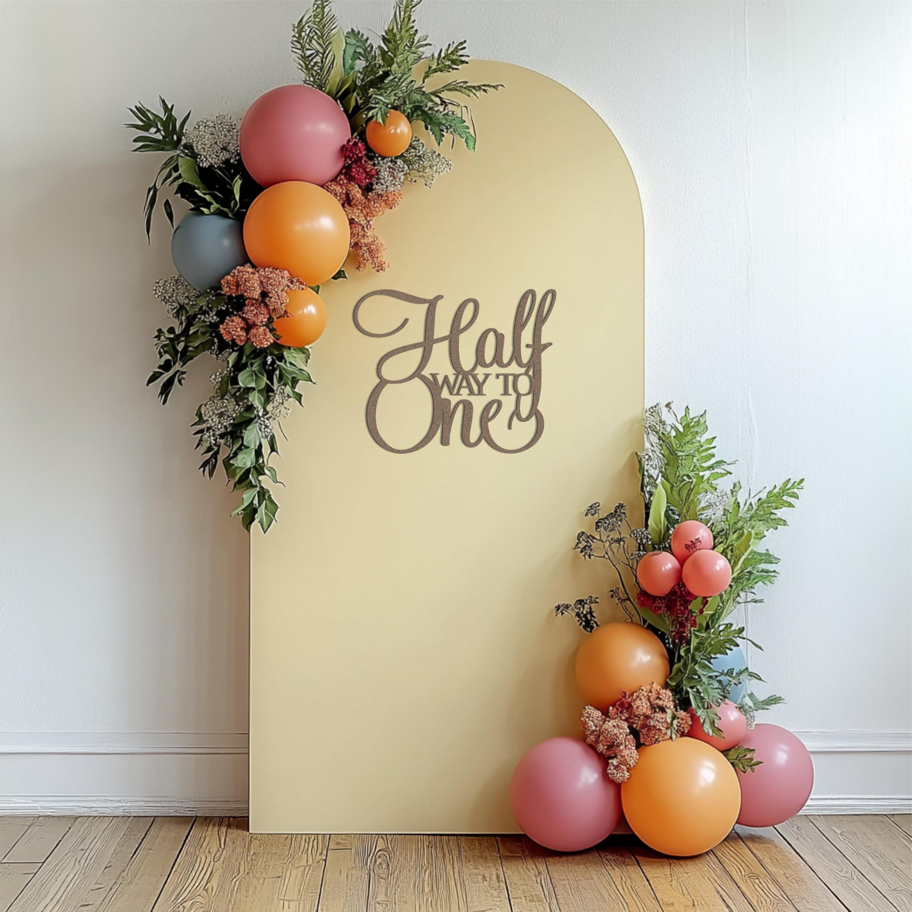 Half Way to One Sign for Baby 6 Months Birthday Backdrop Wall