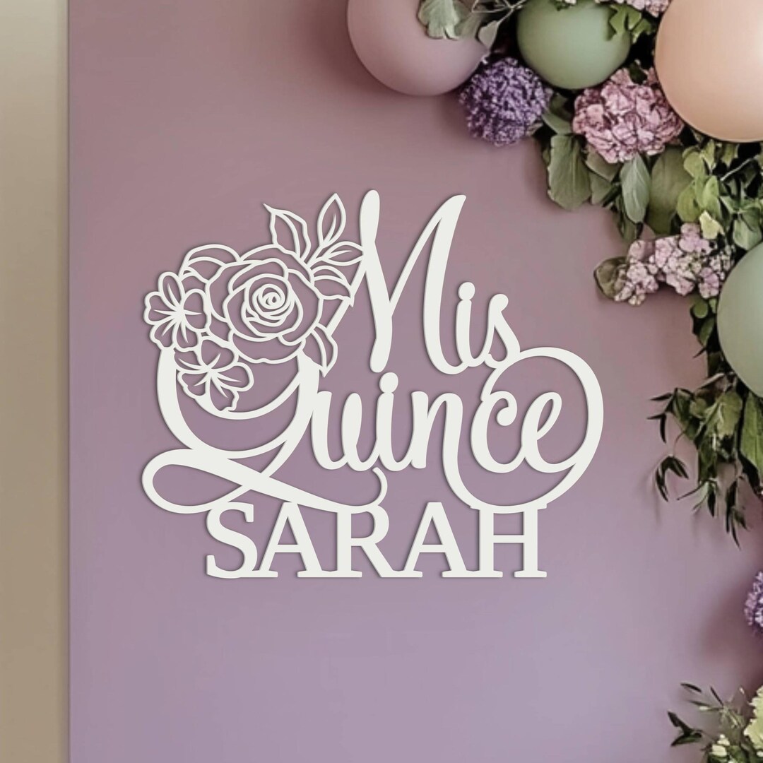 Mis Sign Mis Quince Sign, Floral Butterfly Crown Backdrop, 15th Birthday Photo ...