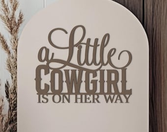 A Little Cowgirl is on her way Sign for Baby Shower backdrop wall decorations, Wooden Western Rodeo banner decor for Baby Girl photo booth