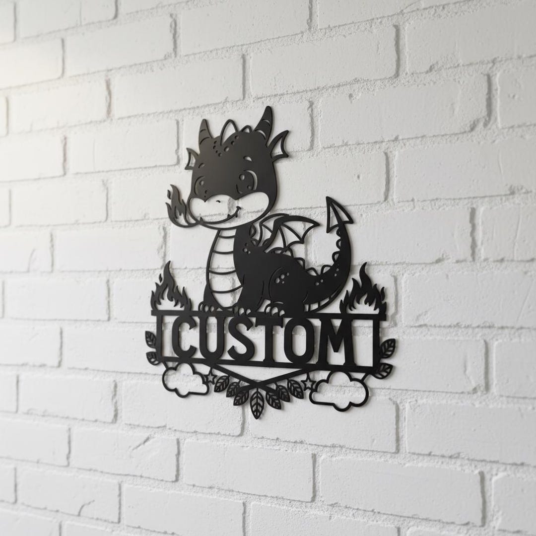 Custom Baby Dragon Name Sign | Personalized Nursery Wall Decor | Cute ...