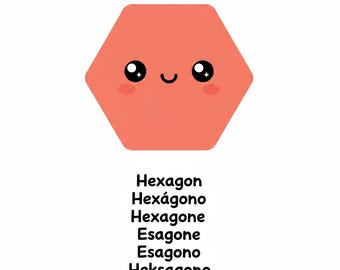 Karteikarten mit Hexagon Form ausdrucken | Mehrsprachige Kinder lernen | Englisch Spanisch Französisch Italienisch Tagalog