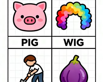 IG Word Familie Karteikarten Printable | Reimende Wörter für Kinder | Phonetik Karten Kindergarten Vorschule
