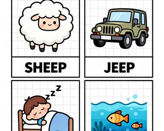 EEP Wort Familie Karteikarten Printable | Reimende Wörter für Kinder | Phonetik Karten Kindergarten Vorschule