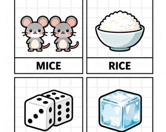 ICE Wort Familie Karteikarten Printable | Reimende Wörter für Kinder | Phonetik Karten Kindergarten Vorschule