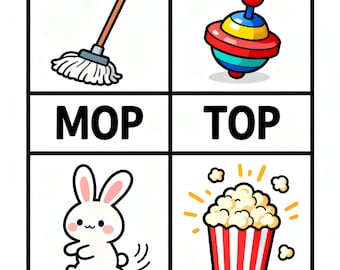 OP Wort Familie Karteikarten Printable | Reimende Wörter für Kinder | Phonetik Karten Kindergarten Vorschule