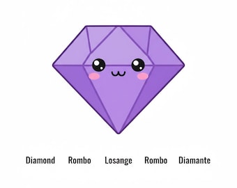 Diamant Form Karteikarten Printable | Mehrsprachige Kinder lernen | Englisch Spanisch Französisch Italienisch Tagalog