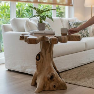 Teak Root Wood Coffee Table · Live Edge Solid Wood · Side Table · 50x50x50cm · Handcrafted One of a Kind