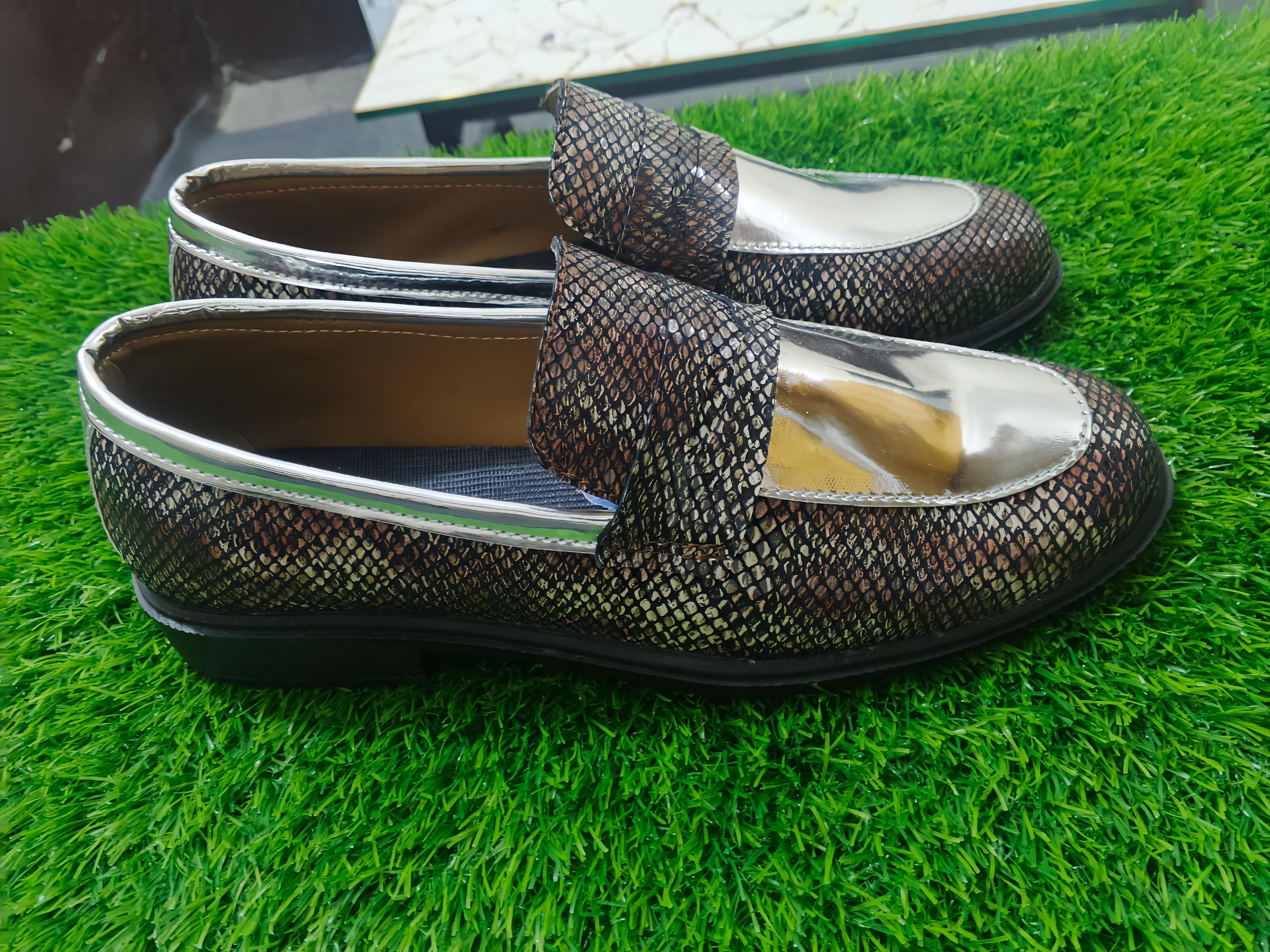 Anel pink metallic snake print strap loafers Women main image 3