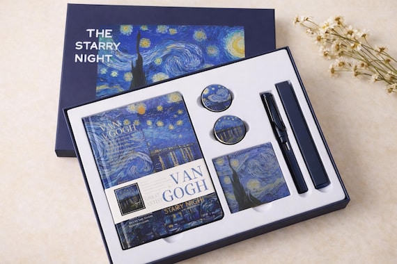 Van Gogh Journal Gift Set Starry Night Notebook Gift Box A5 Art Lover Gift for Her Teacher Student