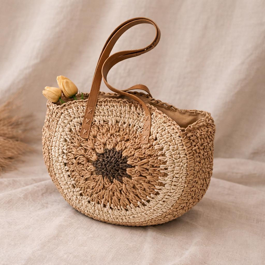 Borsa di paglia, Borsa a tracolla, Borsa di paglia a
