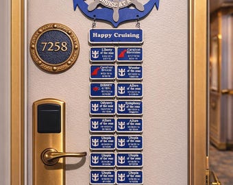 Custom cruise tracker door sign decoration (Royal Caribbean, MSC, Carnival, Norwegian (NCL), Disney, Princess, Celebrity, and others)