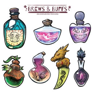 Potion Stickerbogen – Fantasy-Rollenspiel-Sticker für Tagebuch, Planer und Bestandsverfolgung