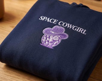 Space Cowboy hoodie | purple glitter cowgirl skull graphic